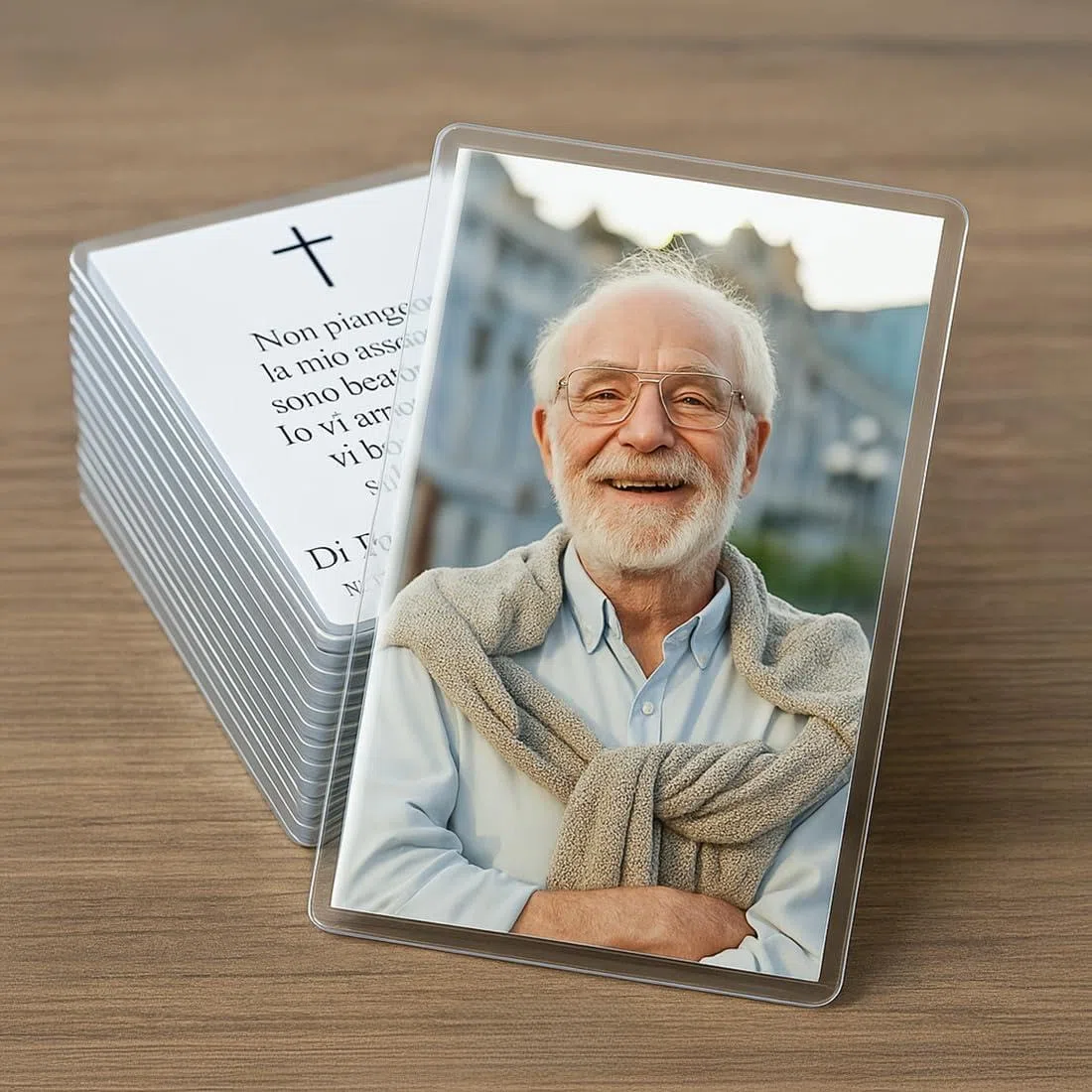 Generico Ricordini funebri personalizzati set 27 pezzi con foto e preghiera plastificati ricordino di morte defunti (6x9)