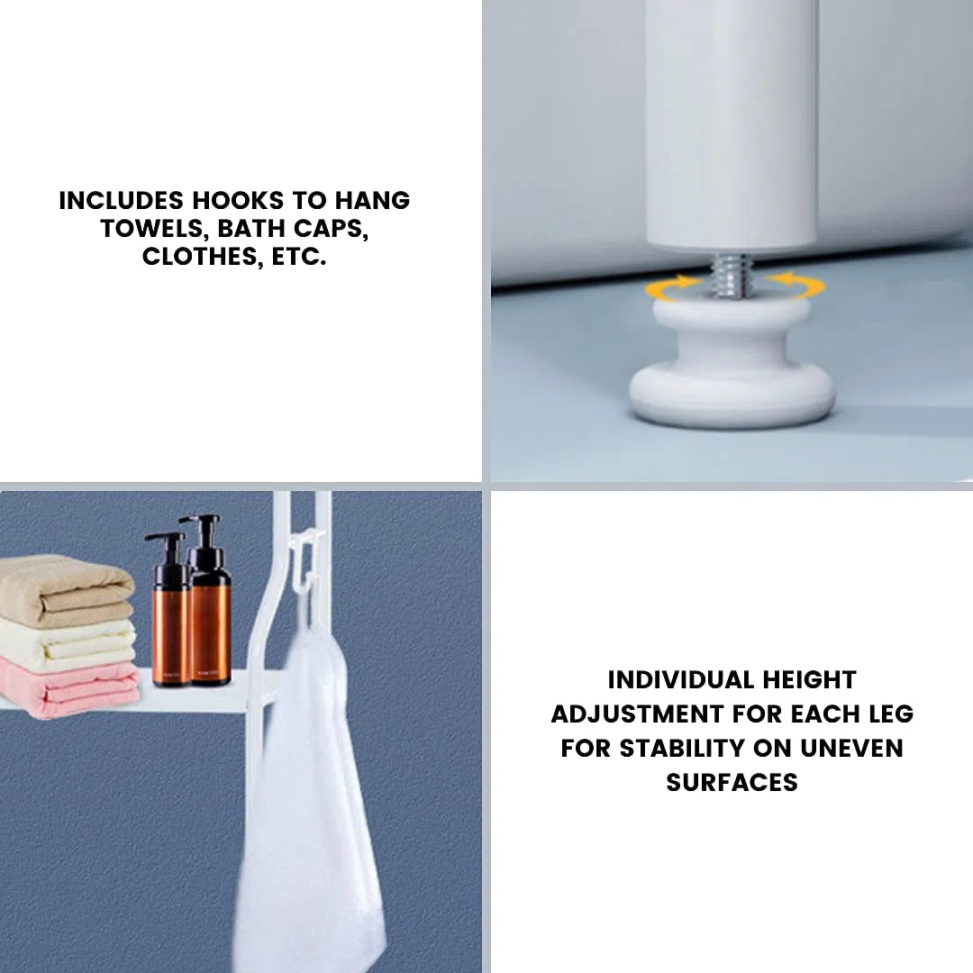 MAGIC SELECT Scaffale sopra lavatrice | Mensola da Bagno e Lavanderia Salvaspazio con 3 ripiani | Scaffale Organizer Impermeabile | Regolabili in altezza