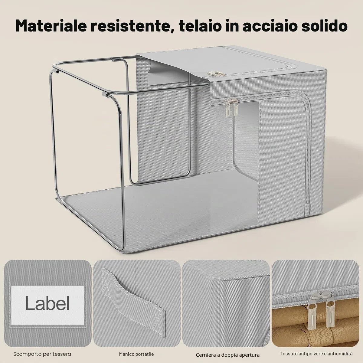 GoMaihe Scatole per Armadio Rigide 3 pezzi 72L: Contenitori per Armadio Cerniera - Piumone, Lenzuola Organizzatore Armadio - Scatole per Vestit (Grigio, 24L)