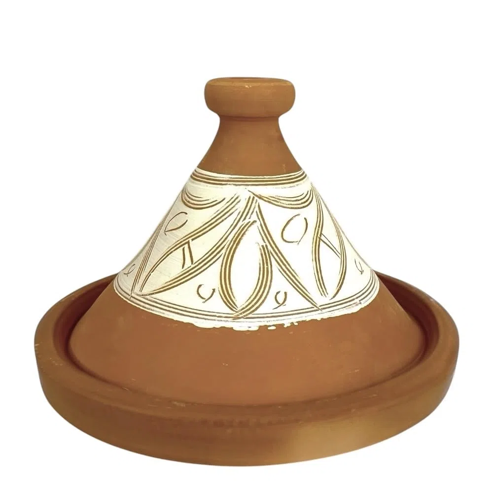 Tajine terracotta marocchina diam. cm30 naturale senza smalto completa di ricette ed istruzioni