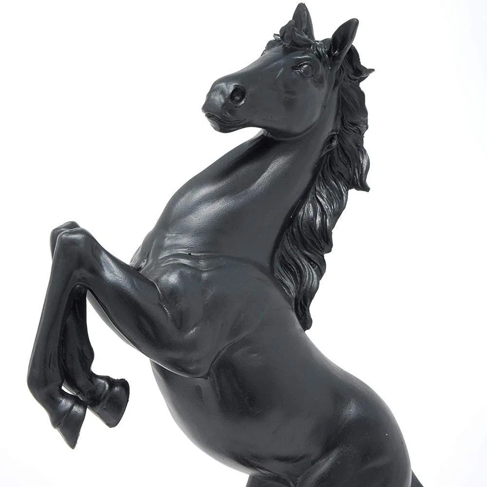 LEPENDOR Statua in resina di cavallo in piedi per la decorazione domestica Scultura di ornamento animale Allevamento Figurina di arte del cavallo Scultura decorativa - Nero