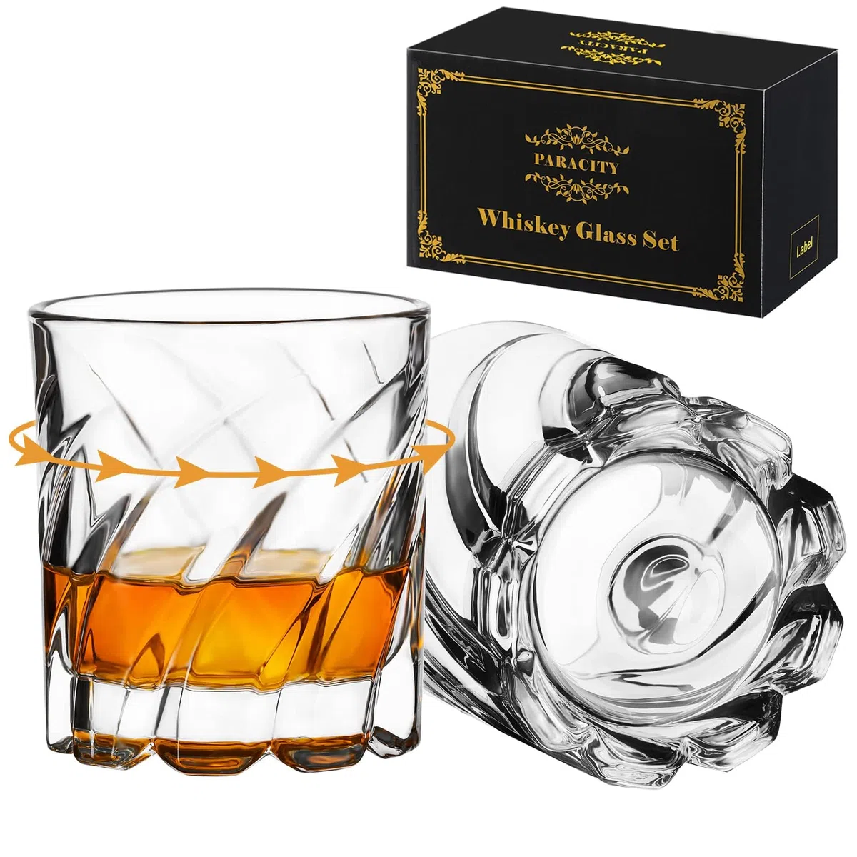 PARACITY Set di 2 Bicchieri da Whisky Rotanti, Girevoli Vecchio Stile, da Cocktail, Rock e Bourbon per Bar, Feste e Casa
