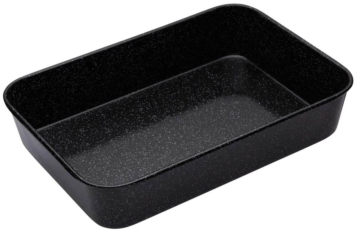 MasterClass Teglia per arrostire in smalto vitreo, acciaio da 1 mm a prova di induzione con rivestimento antigraffio, grande 40 x 28 cm (15,5 x 11''), nero