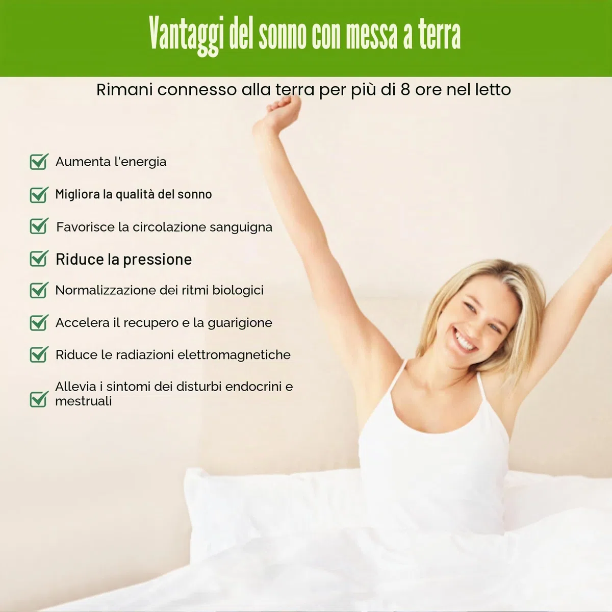Grounding Bed Sheet - Tappetino da terra secondo la norma UE, con 10% fibra d'argento e 90% cotone biologico, tappetino di terra per un sonno migliore energia di messa a terra e recupero (beige 68 x