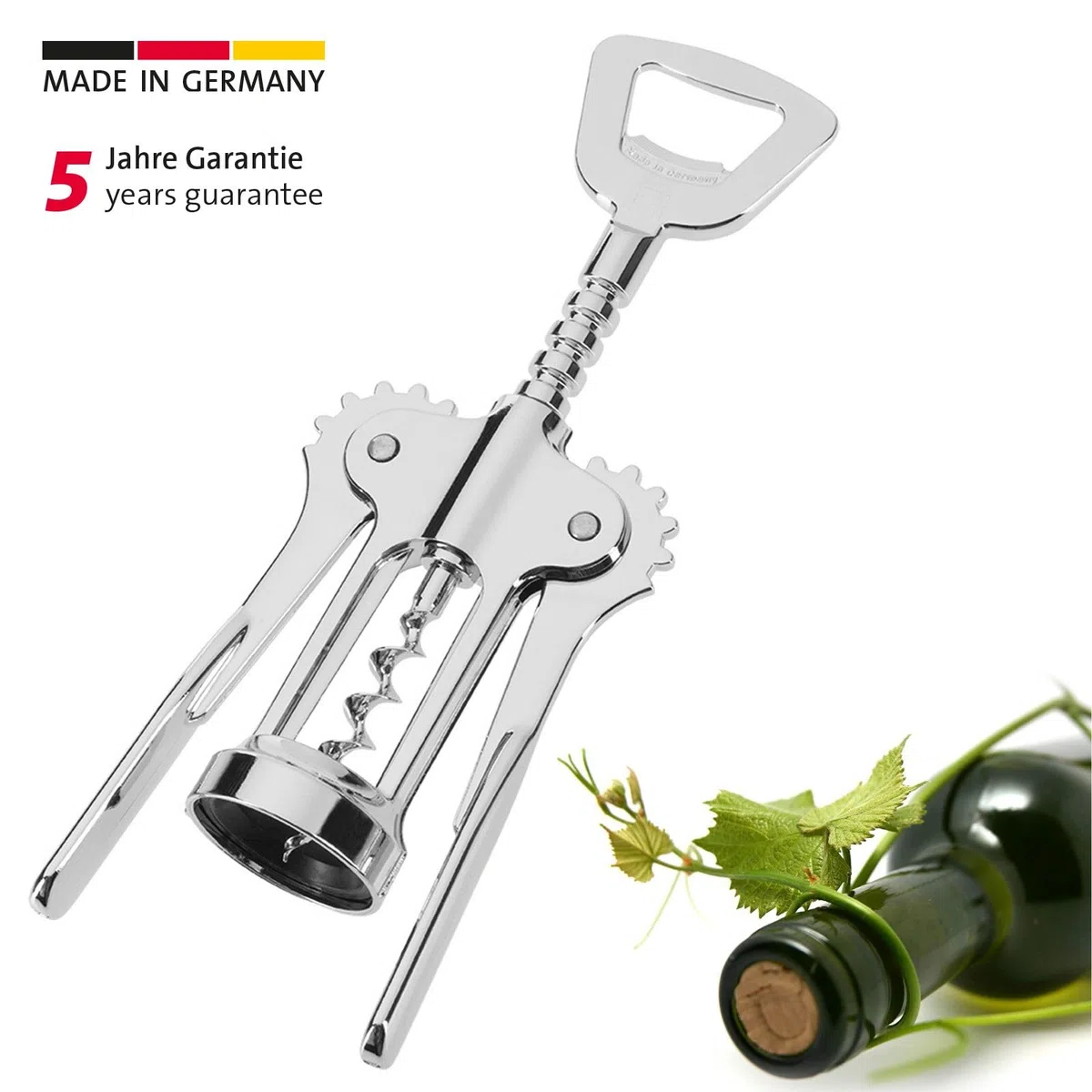 Westmark Cavatappi a leva con apribottiglie, Monopol Edition, acciaio/zinco pressofuso, Pedro, cromato, 6155336C