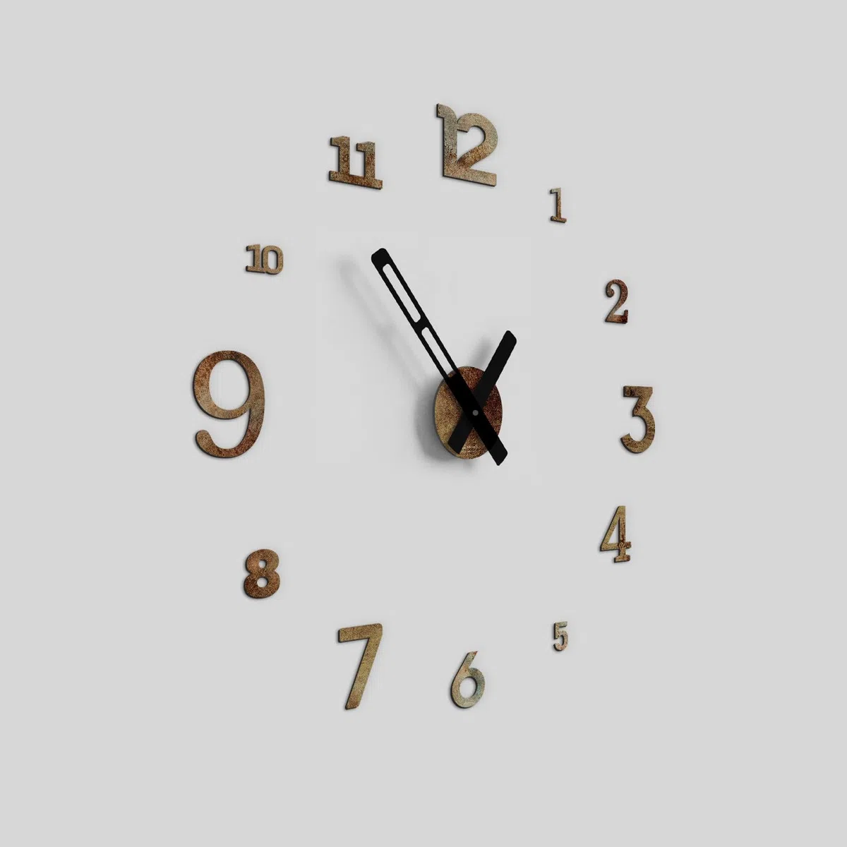 Giallobus - Orologio da Parete Adesivo Grande Float - Typos - Legno Mdf - Float ⌀ 60/80/110cm - 22 - Rust - Orologio da parete moderno - Numeri adesivi 3d - Diametro variabile 60/80/100cm