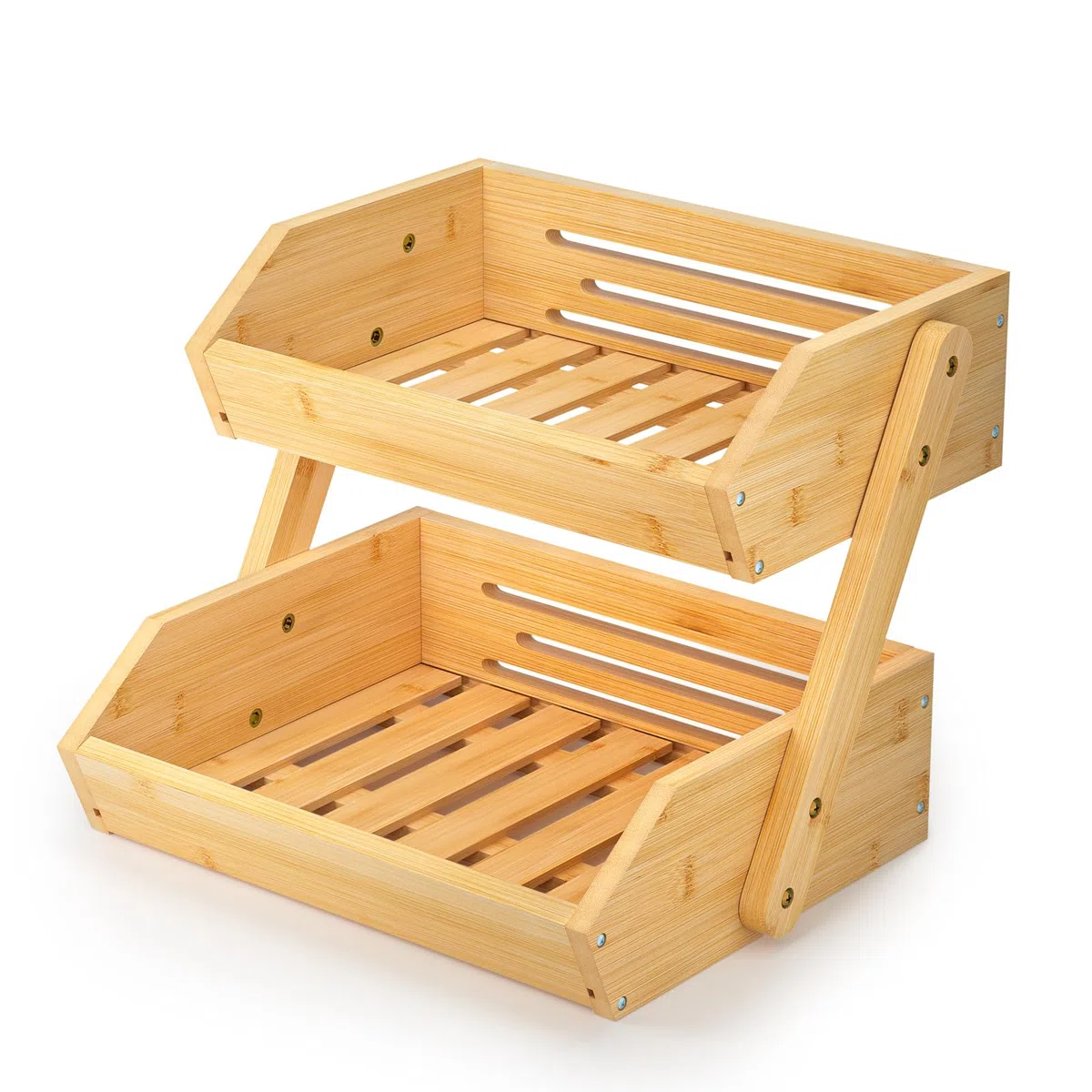 G.a HOMEFAVOR CALM COZY Supporto per Cesto di Frutta in bambù a 2 Livelli, Supporto per Verdure e Pane per ripiano della Cucina