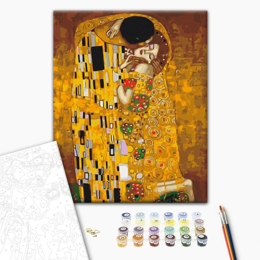 murando - Quadro da Dipingere con i Numeri Adulti Il Bacio Gustav Klimt 40x50 cm Dipinto con Numeri su Tela - Paint by Numbers - Quadri Numerati Bambini - Kit Pittura Regalo n-A-1059-d-a