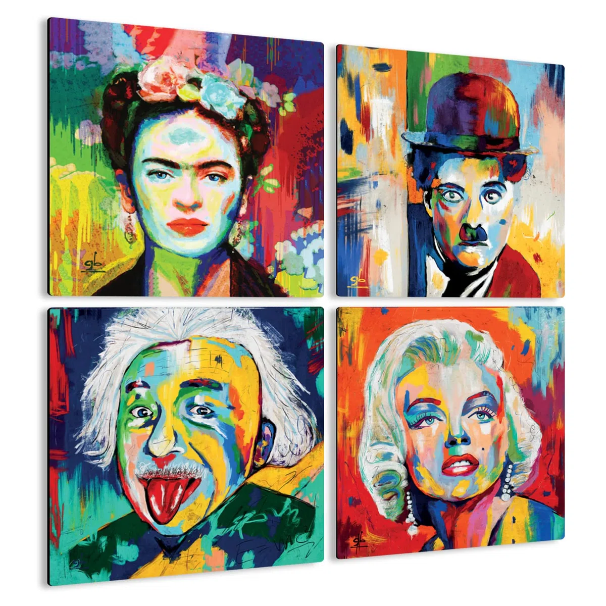 Giallobus - Quadri 4 Multi Pannello Art Board - Personaggi Famosi - Raccolta 1 - Legno MDF - 29,7x29,7 - x 4 Pezzi