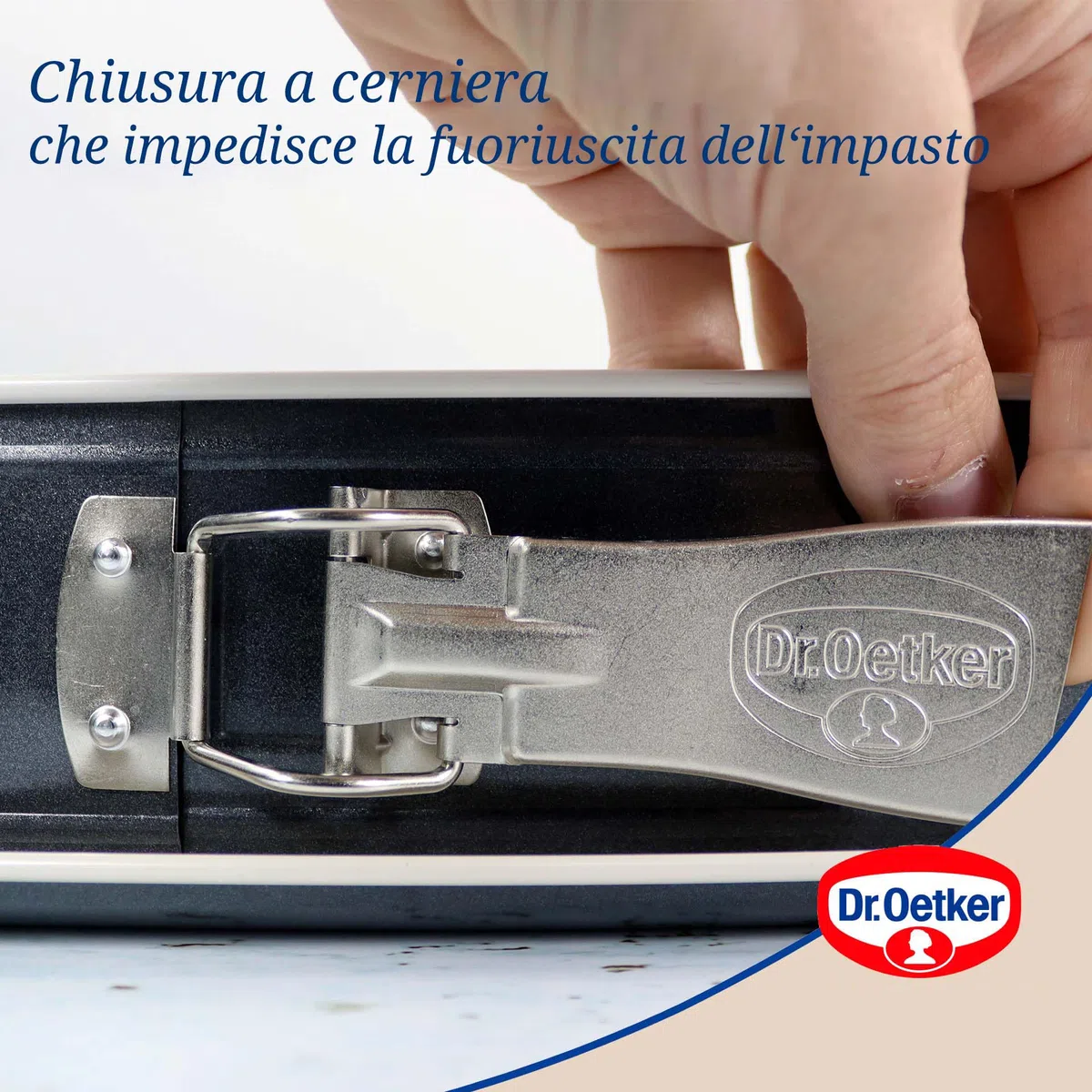 Dr. Oetker Stampo da forno rettangolare, tortiera con cerniera per torte, lasagne, teglia in acciaio e ceramica con rivestimento antiaderente, antigoccia, 38x25x7 cm