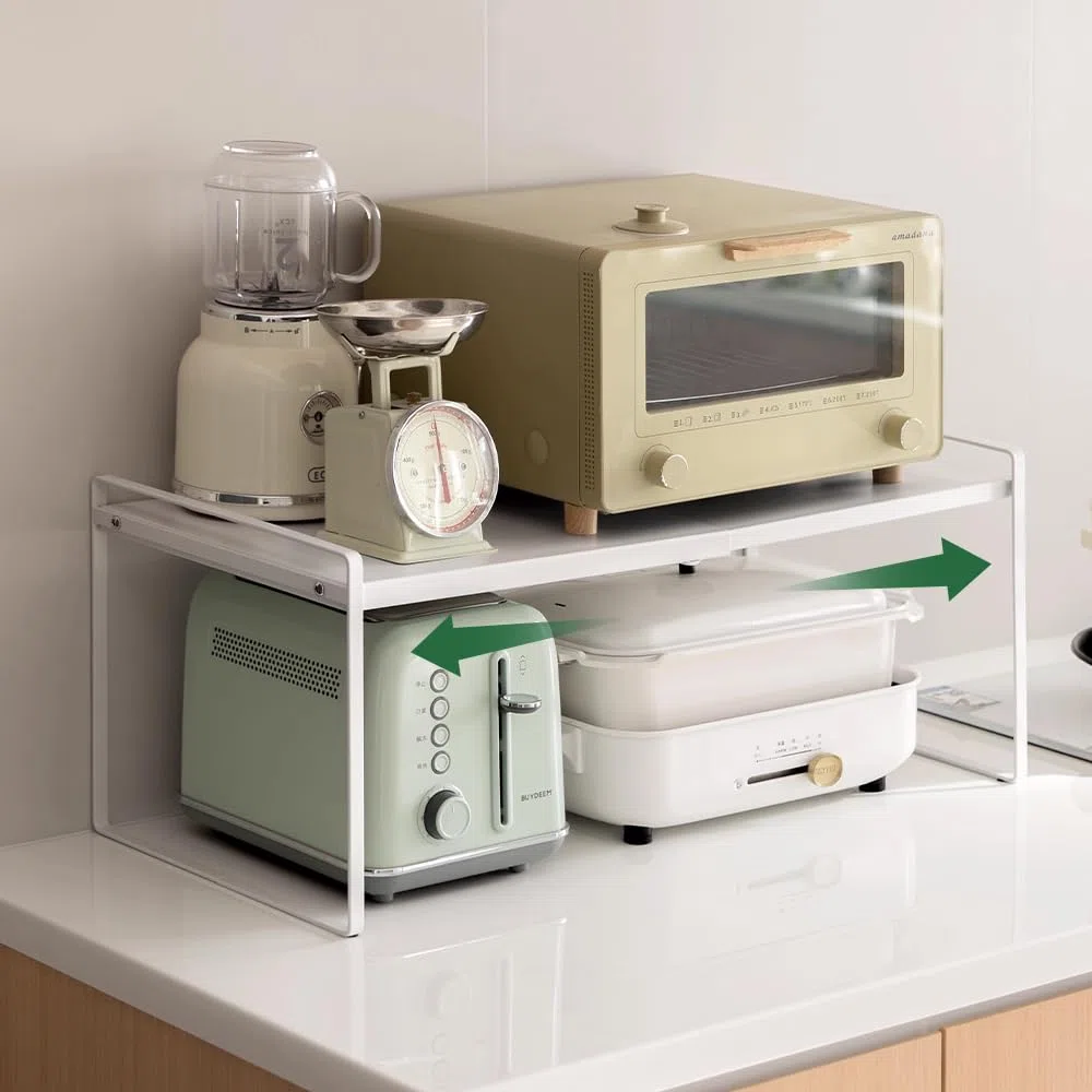 Mensola Cucina Salvaspazio Espandibile 38-64cm,Scaffale Salvaspazio Cucina Allungabile,Porta Piatti e Stoviglie Allungabile,Scaffale da Appoggio in Metallo per Mobili, Mensola da Bagno