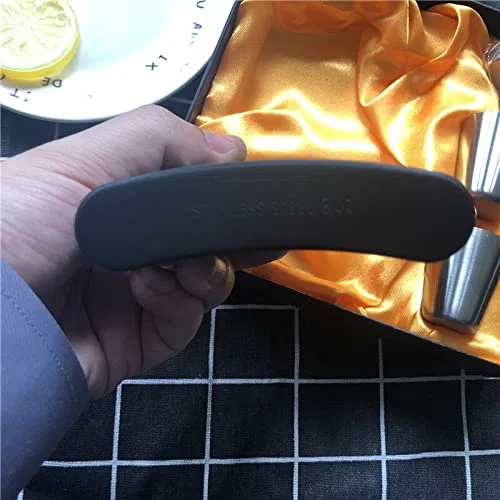 Fiaschetta Tascabile,Fiaschetta Nuova Mini 8 Once Tutta la Vernice Nera Whisky bottiglione 304 in Acciaio Inox Alcool Imbuto Jack Hip Flask Nero Gift Box Set (Color : all Black Jack Set)