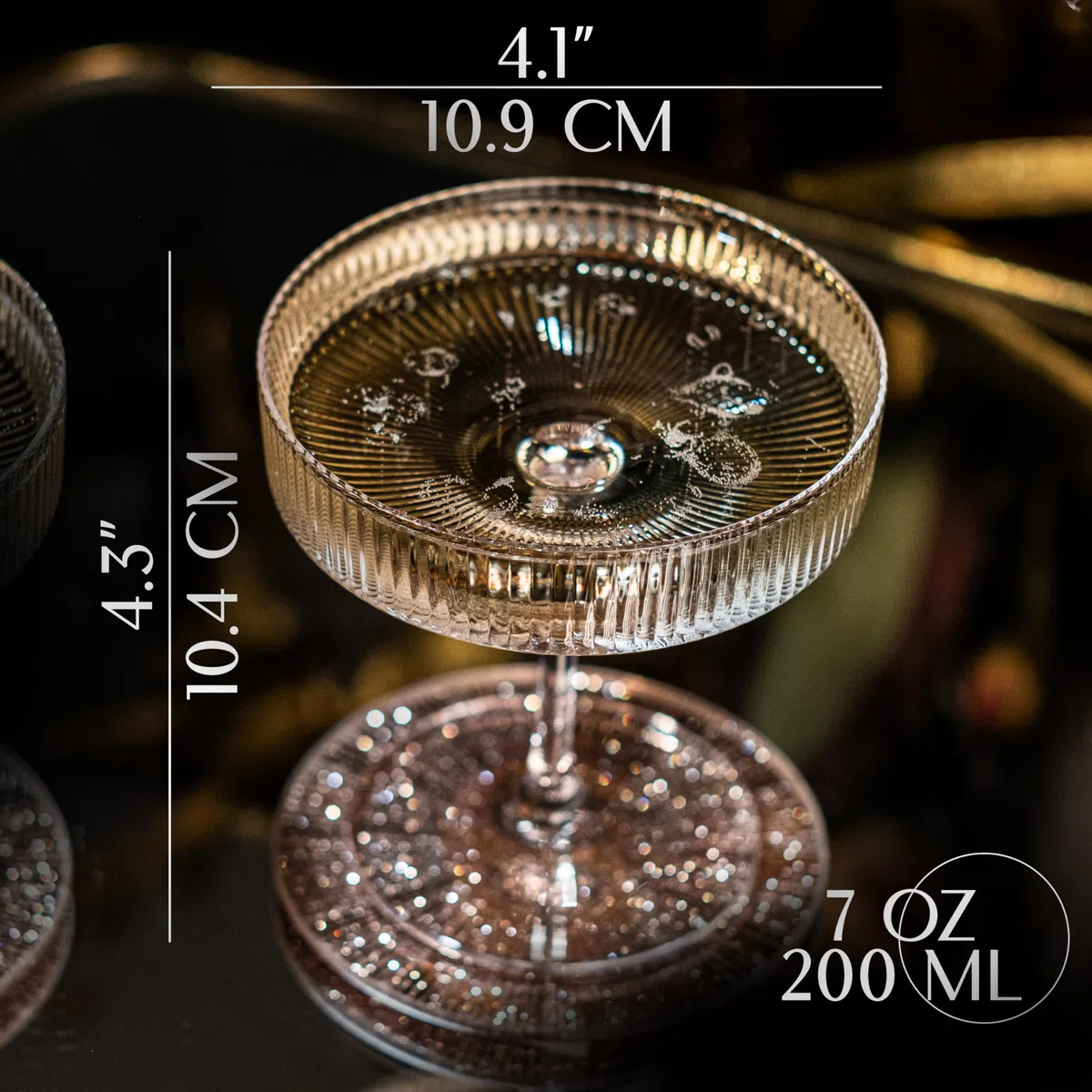 GLASSIQUE CADEAU Vintage Art Deco - Bicchieri coupé a coste, set da 4 pezzi, 200 ml, classici bicchieri da cocktail per champagne, espresso, martini, cosmopolitan, daiquiri