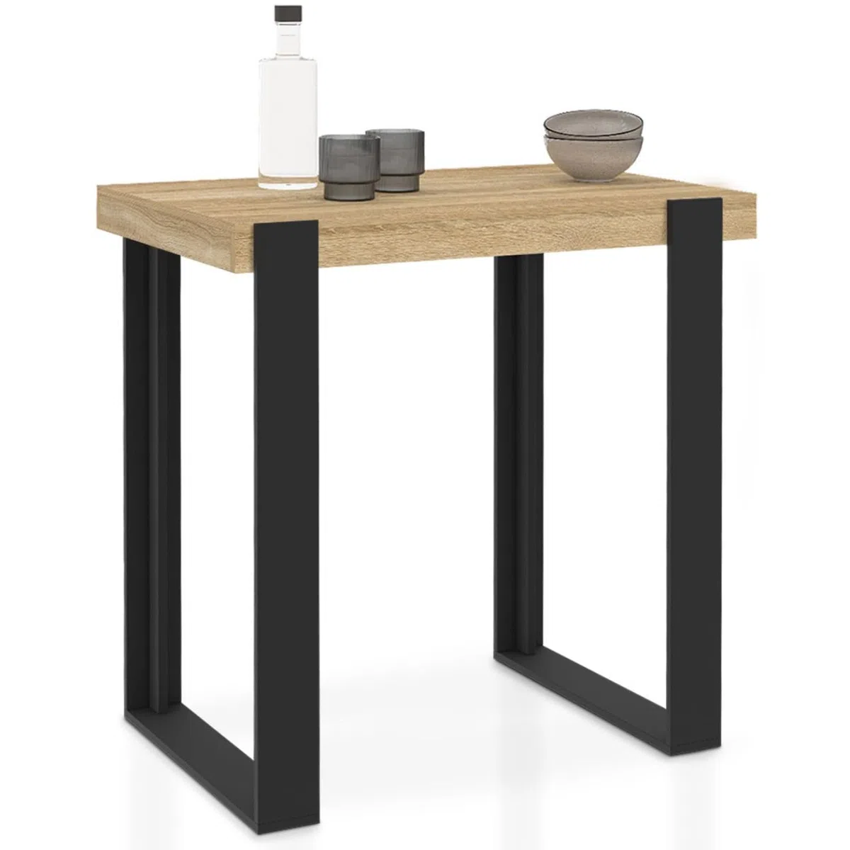 IDMarket - Tavolo da bar PHOENIX in legno e nero 90 cm