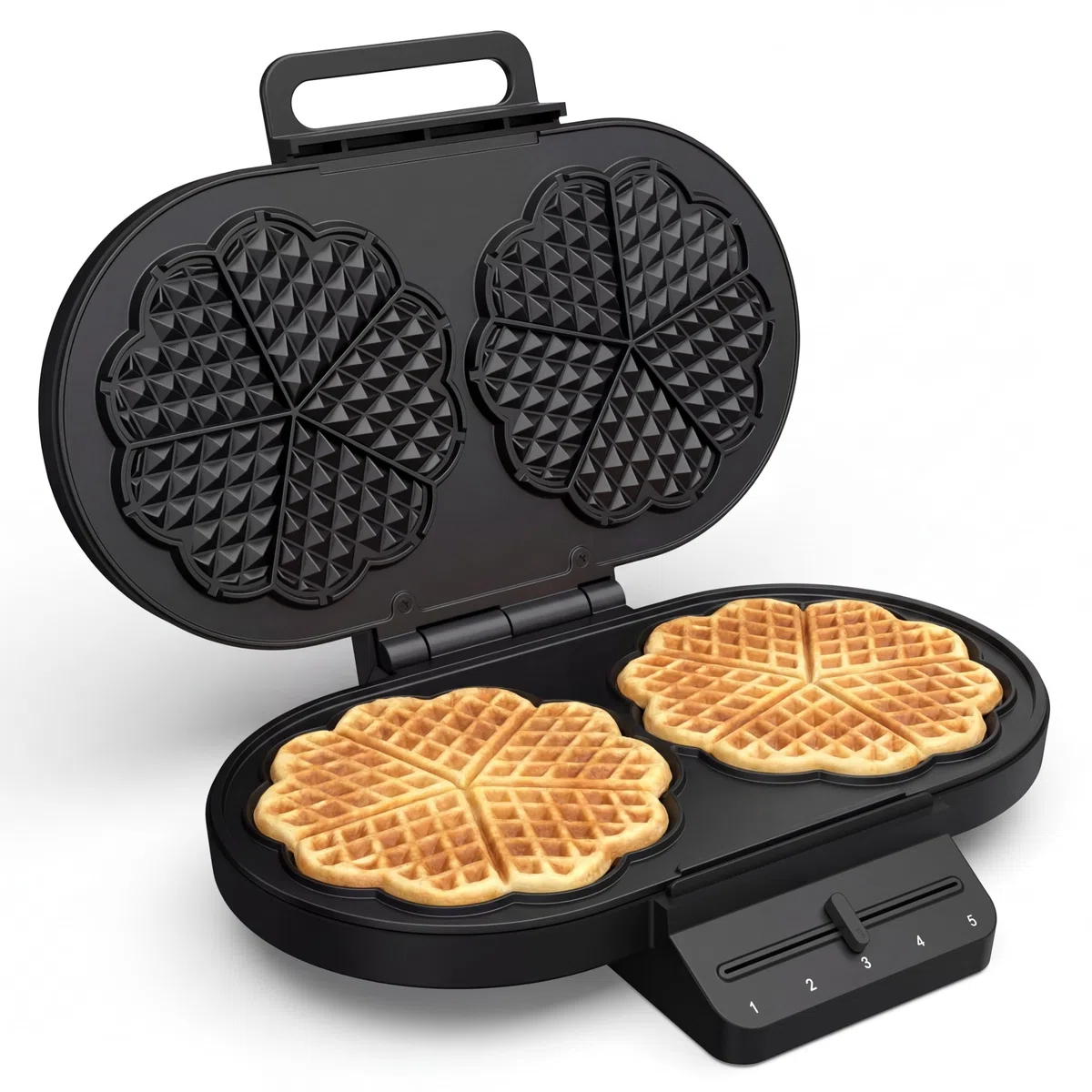 Princess Piastra per Waffle a Cuore, 10 Waffle, 1200W, Termostato Regolabile, Antiaderente, Manici Isolati, Protezione Surriscaldamento, Facile da Pulire, Conservazione Verticale, 132384