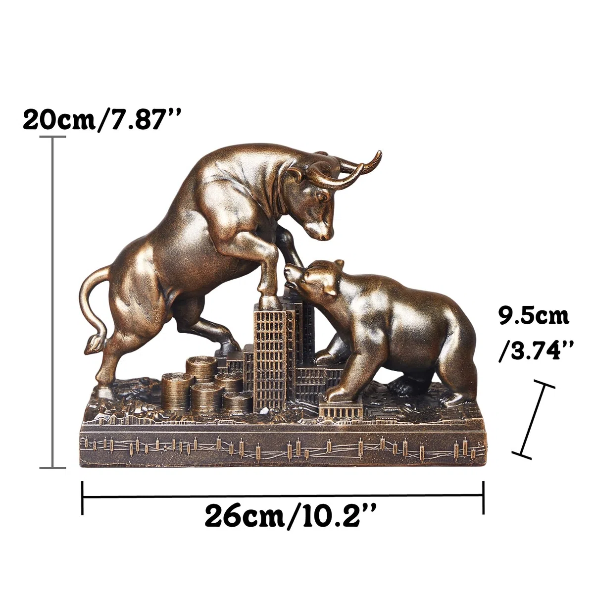 Statua di toro e orso,Decorazione da tavolo astratta in resina, decorazione del mercato azionario,Un regalo per gestori di investimenti e investitori.