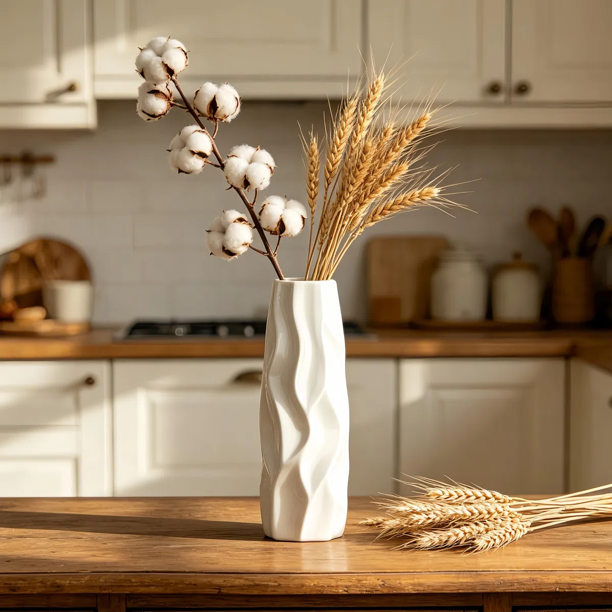 Vaso in ceramica bianca, alta 30 cm/12 pollici, moderna e grande, con struttura a terra, ideale per mensole, case di campagna, centrotavola, soggiorno, decorazione per la casa, vaso sottile