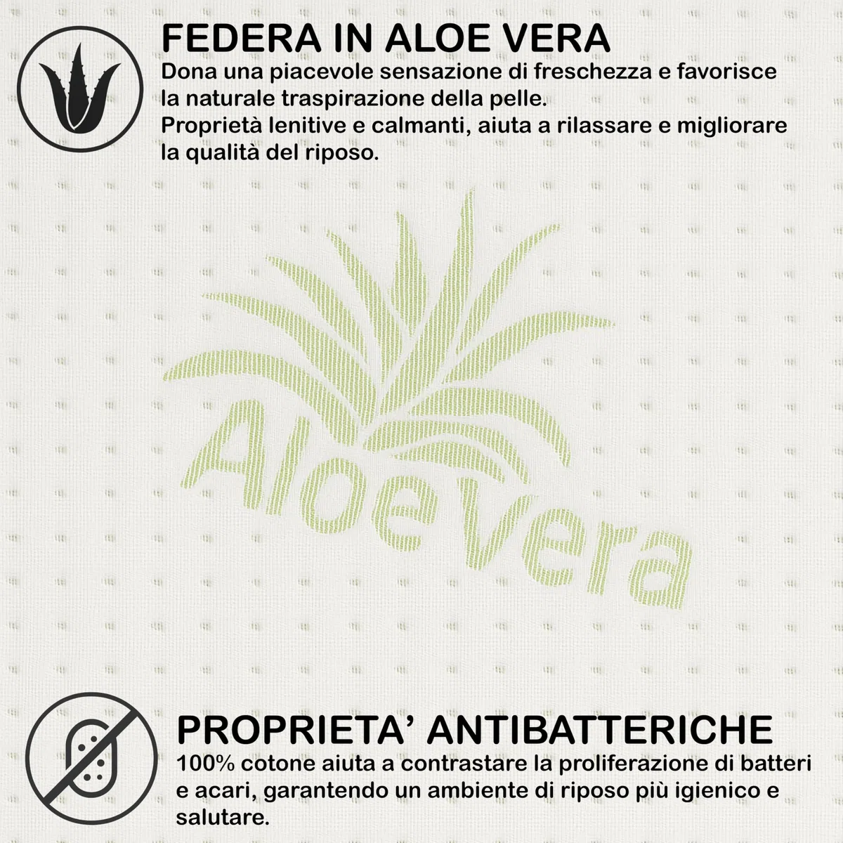 BCSHOP Cuscino Memory Foam Cervicale con Federa Aloe Vera - Guanciale Letto Ortopedico alto 13 cm - Cuscino Anatomico per Dormire Made in Italy Antibatterico Certificato Oeko Tex