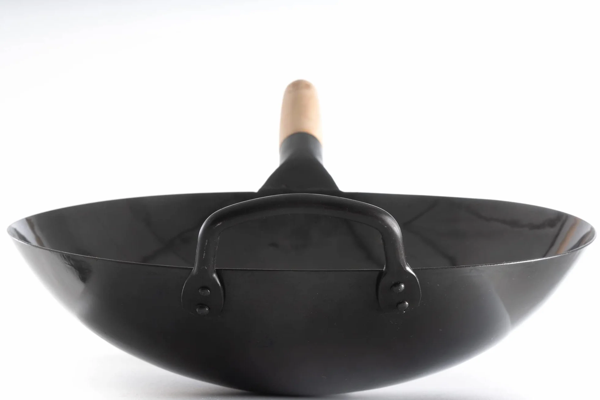Craft Wok Black13 wok a mano pre-stagionali Pow di acciaio carbone martellato con manico in legno e acciaio (13 pollici, fondo rotondo)