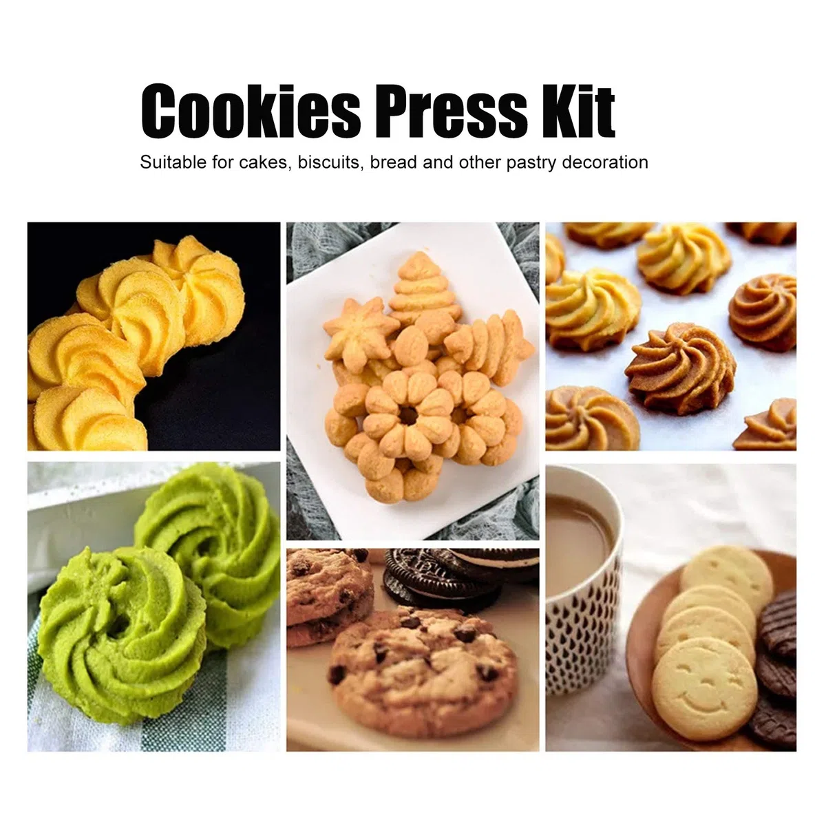 Kit per biscotti, pressa per biscotti in acciaio inossidabile, set di ugelli per decorare pasticceria, strumenti di cottura fai da te