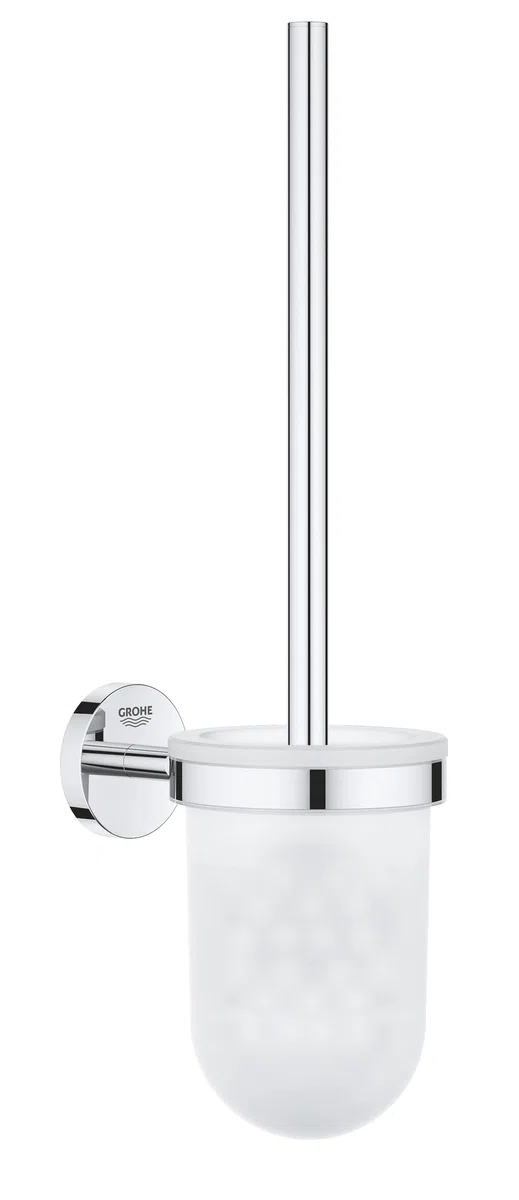 GROHE QuickFix Start Cosmopolitan, Set scopino per WC vetro e metallo, montaggio a parete, fissaggio nascosto, viti e tasselli inclusi, montaggio facile con GROHE QuickGlue, 374 mm, Cromo, 41169000