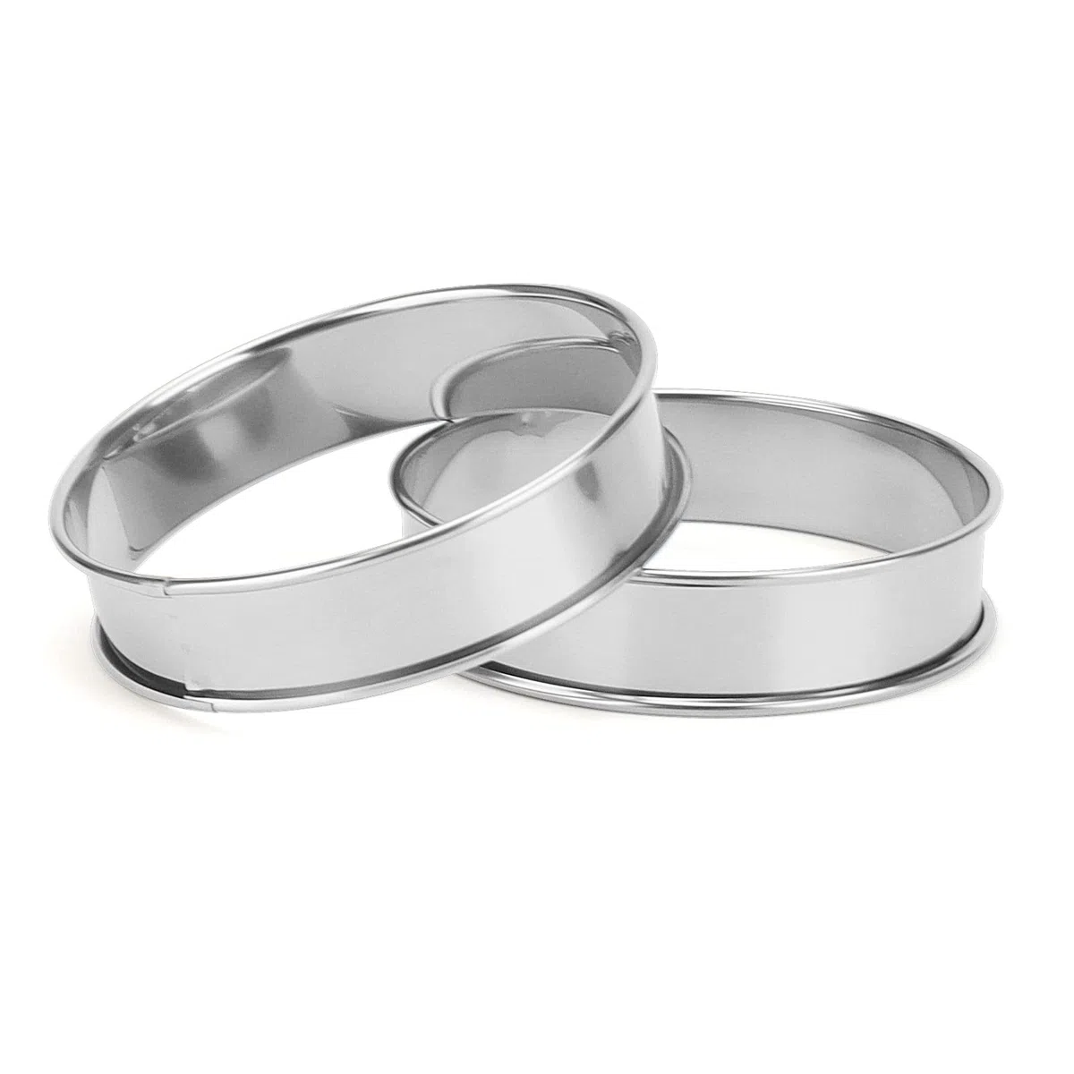 JAPCHET 25 anelli da 10 cm, in acciaio inox, per muffin, per torte e muffin, doppio arrotolato, per supporto della cucina