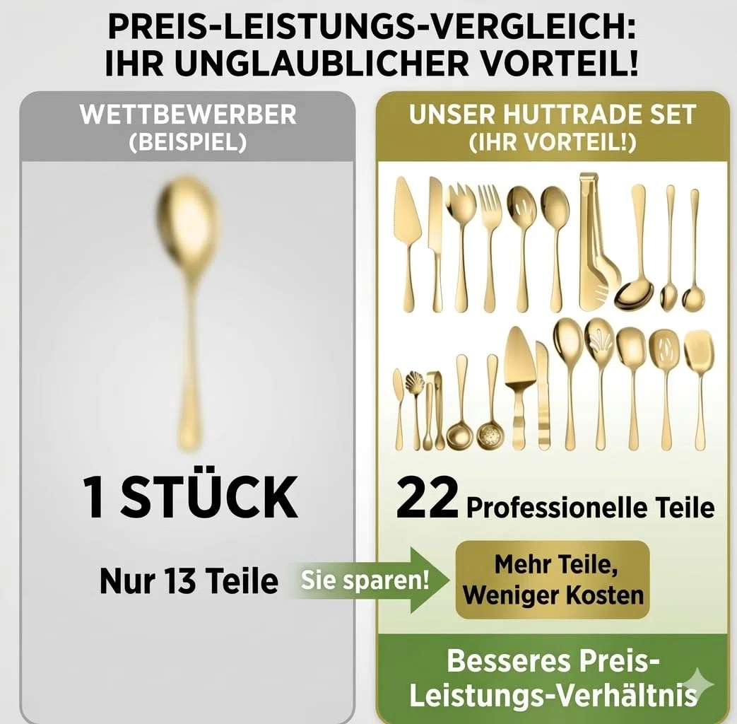 Set di 22 posate da portata in acciaio inox 304, posate a buffet dorate per matrimoni, feste e cucina, cucchiai da servizio, pinze, mestoli, paletta per torte e altro ancora, di alta qualità