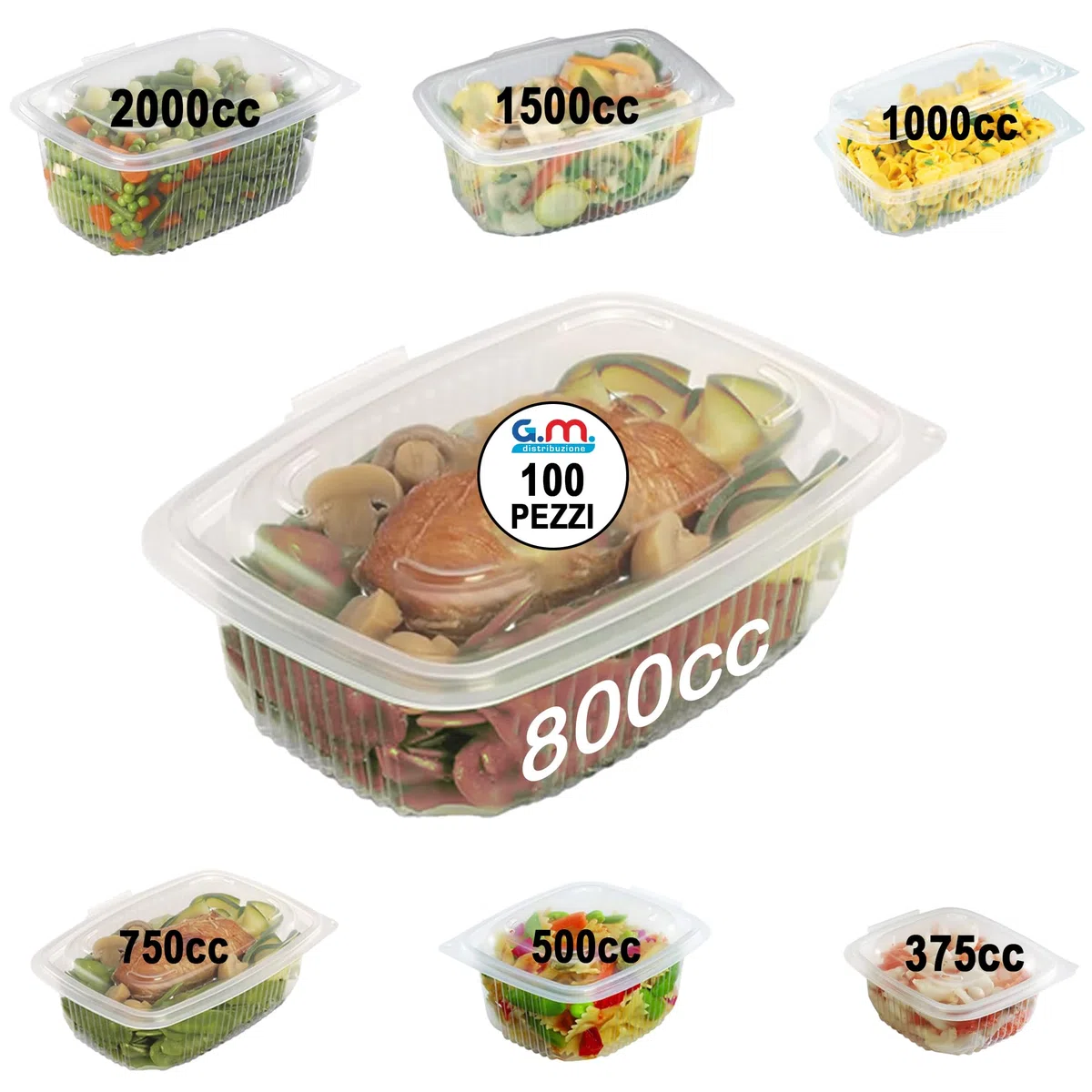 100 Vaschette per Alimenti Caldi Ondabox - Formato 800 Ml - Contenitori Ermetici per Alimenti Caldi, Salvaliquidi, Riutilizzabili - Contenitori per Microonde