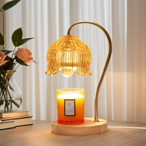 Jinlaili Lampada a candela riscaldante, lampada a candela regolabile per candele aromatiche, fonditore di candele, lampada a candela con timer 2h/4h/8h, con 2 lampadine, decorazione regalo per la casa