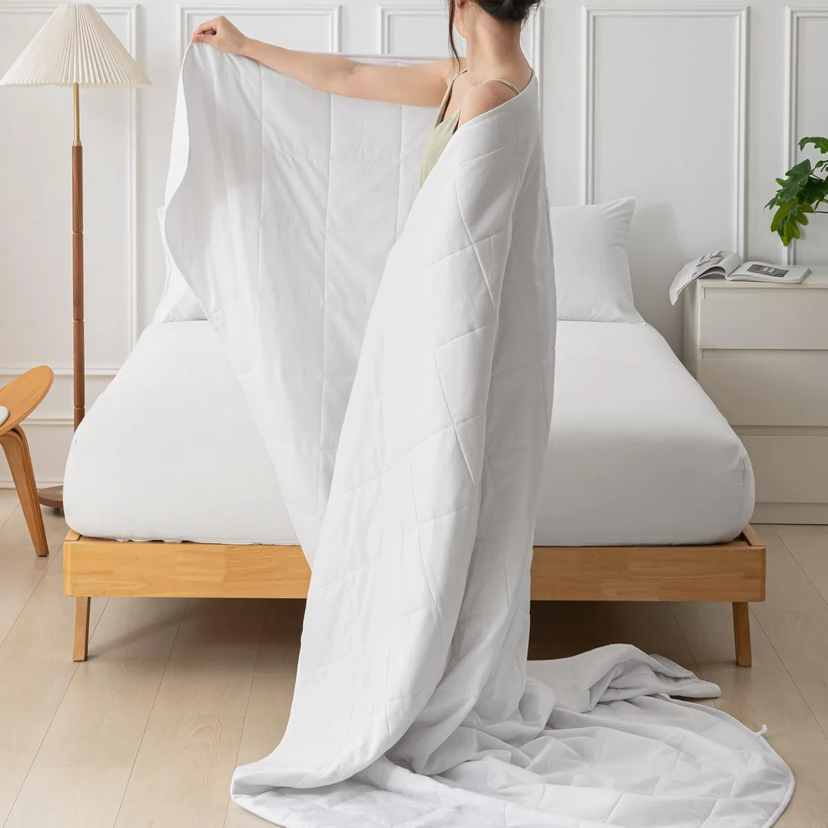 Good Nite Piumone estivo 220 x 240 cm, leggero, estivo, 90 g/mq, 220 x 240 cm, sottile, senza rivestimento, utilizzabile e rinfrescante, morbido bianco