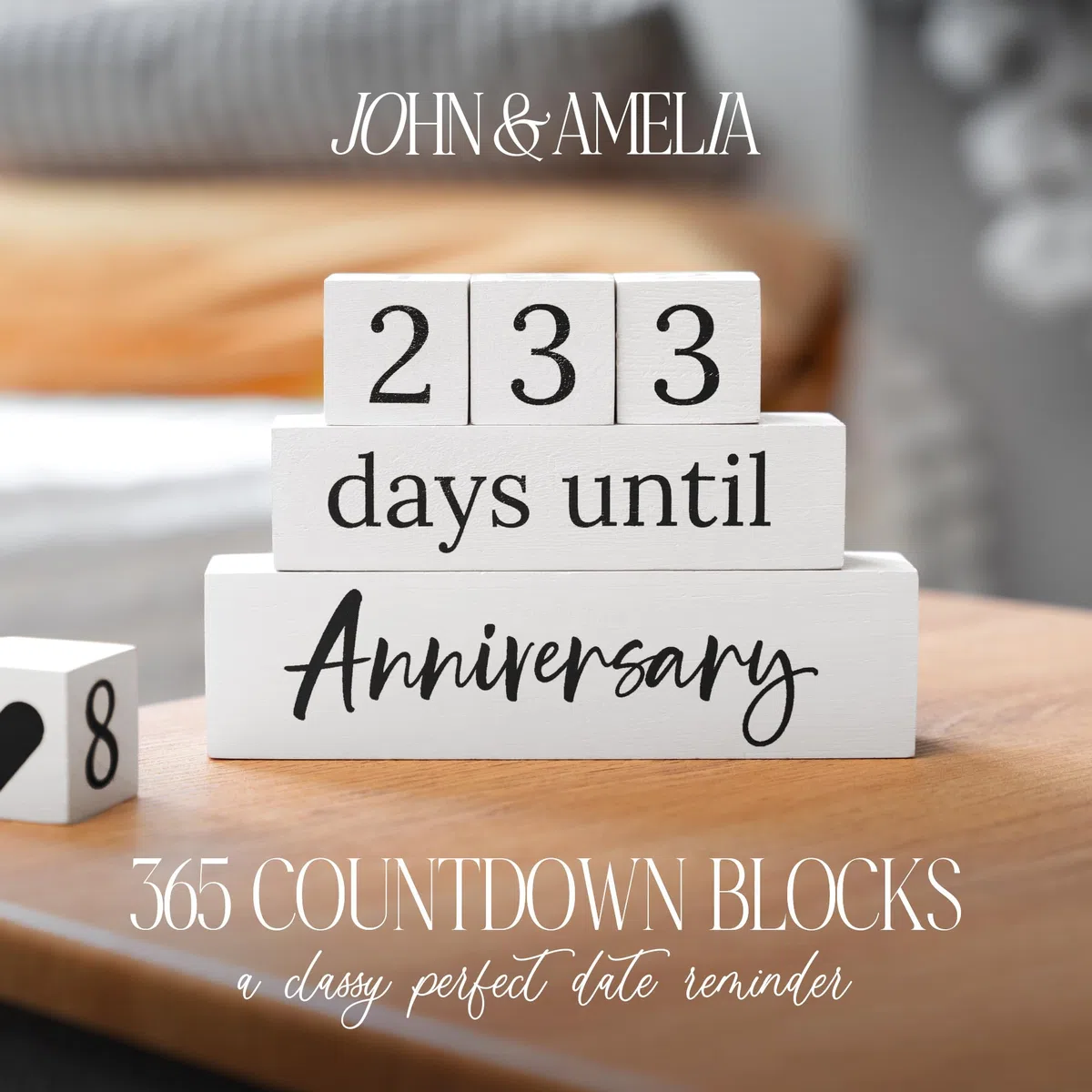 365 blocchi per conto alla rovescia per matrimoni, calendario a 2 lati, regalo di fidanzamento per anniversario, coppie, per il giorno del matrimonio rustico e conto alla rovescia, ideale come regalo