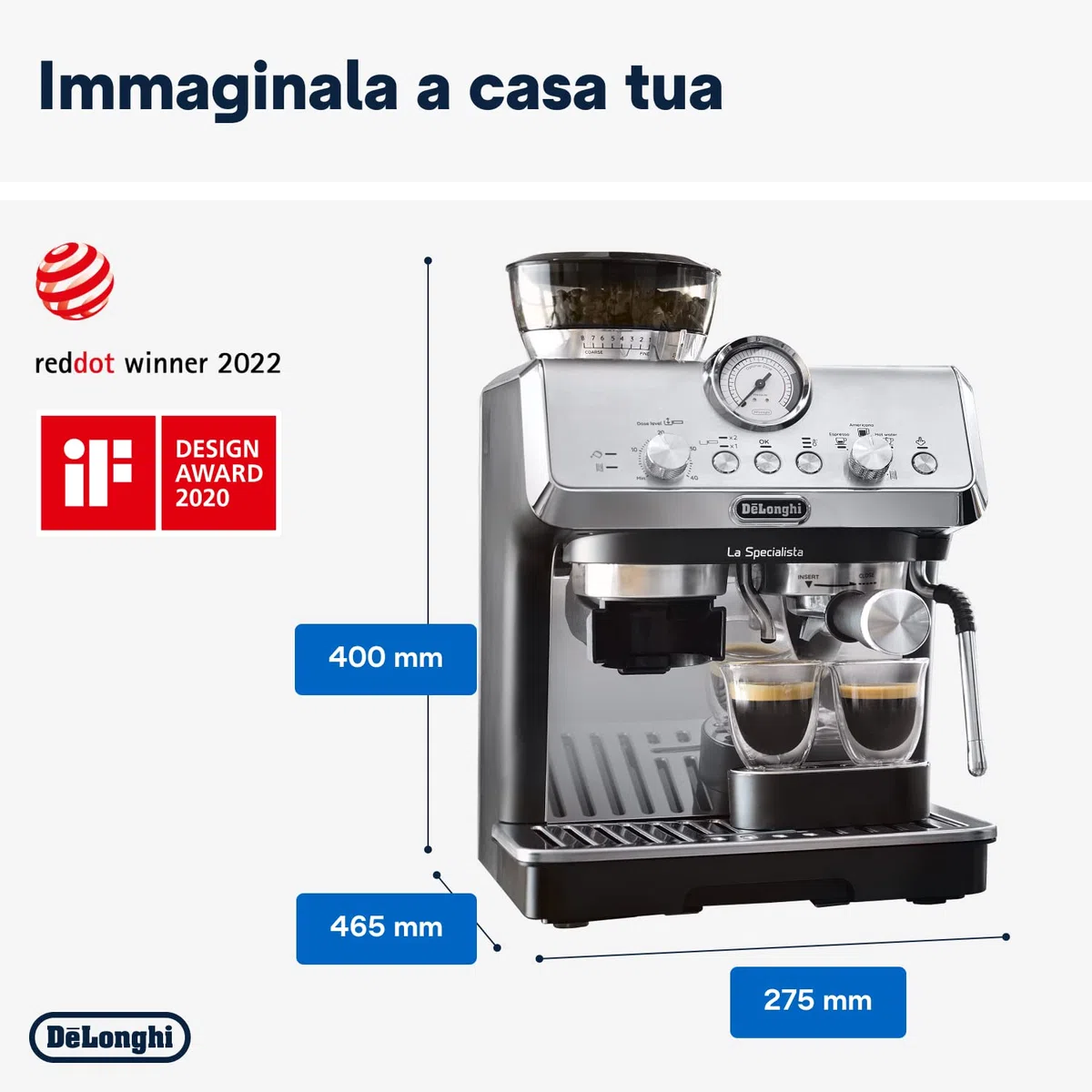 De'Longhi LA SPECIALISTA ARTE EC9155.MB Macchina da caffè Manuale, 3 Ricette Preimpostate, Controllo Attivo della Temperatura, 8 Livelli di Macinazione, Lancia MyLatte Art, incluso KIT BARISTA, Nera
