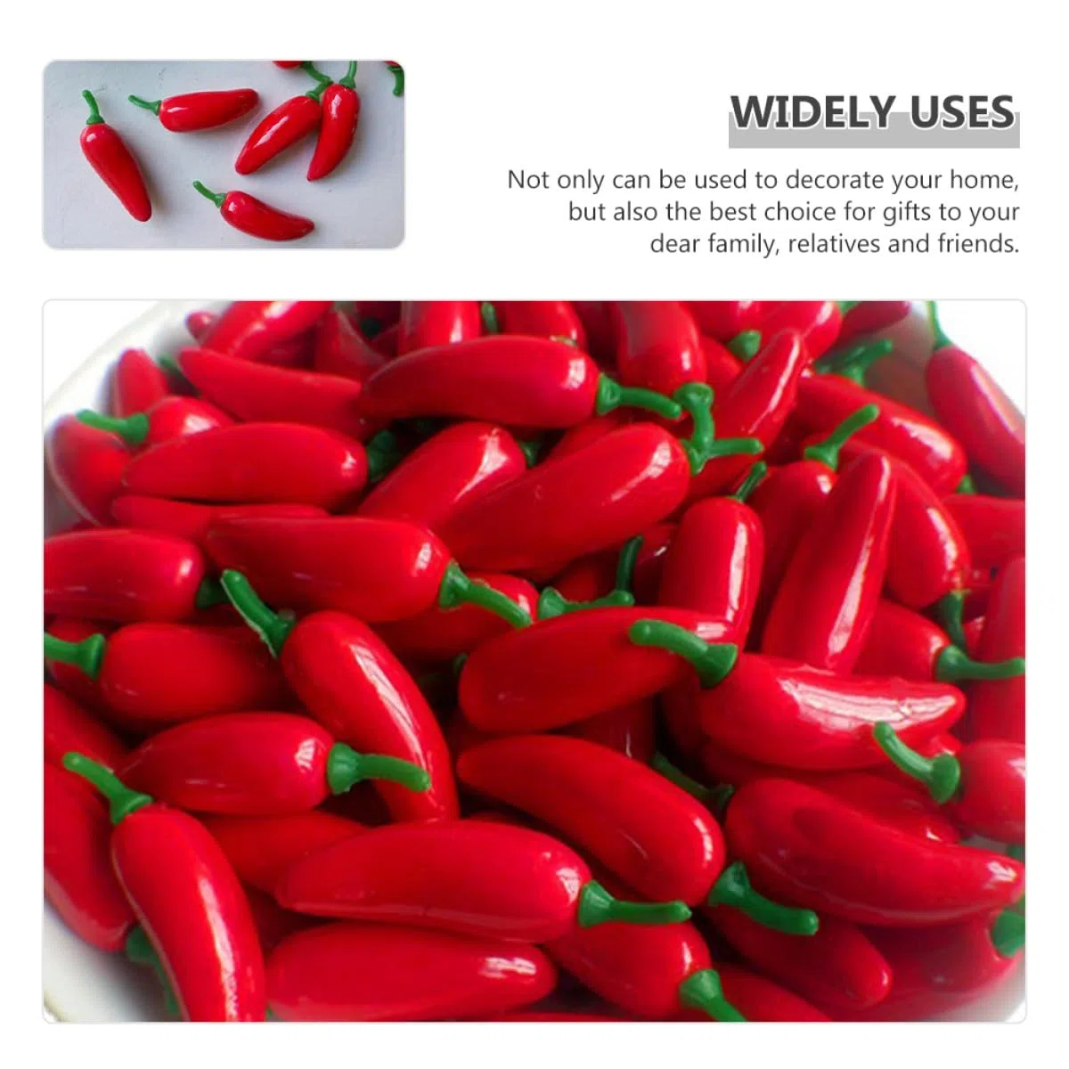 Homoyoyo Peperoncino Finto Rosso Artificiale in Schiuma, Set da 100 Pezzi, Decorazione per Ambienti Domestici e Cucina, Ornamento Realistico per Foto e Ambientazioni Rurali