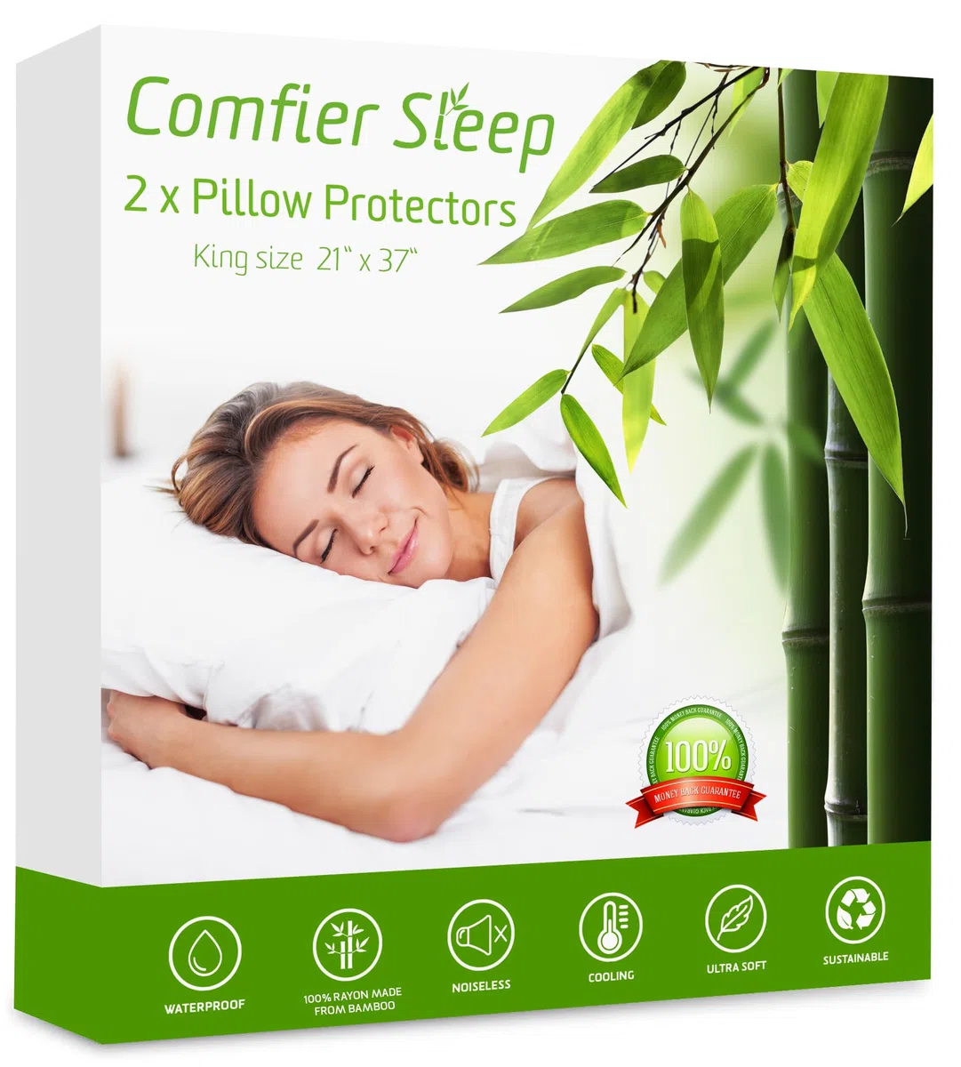 Copricuscino Impermeabile 50x80 cm – Copri Cuscino Antiacaro Anallergico Tre Strati Con Zip – 2 Pezzi Copricuscini – Coprifedere Cuscini Letto Traspiranti
