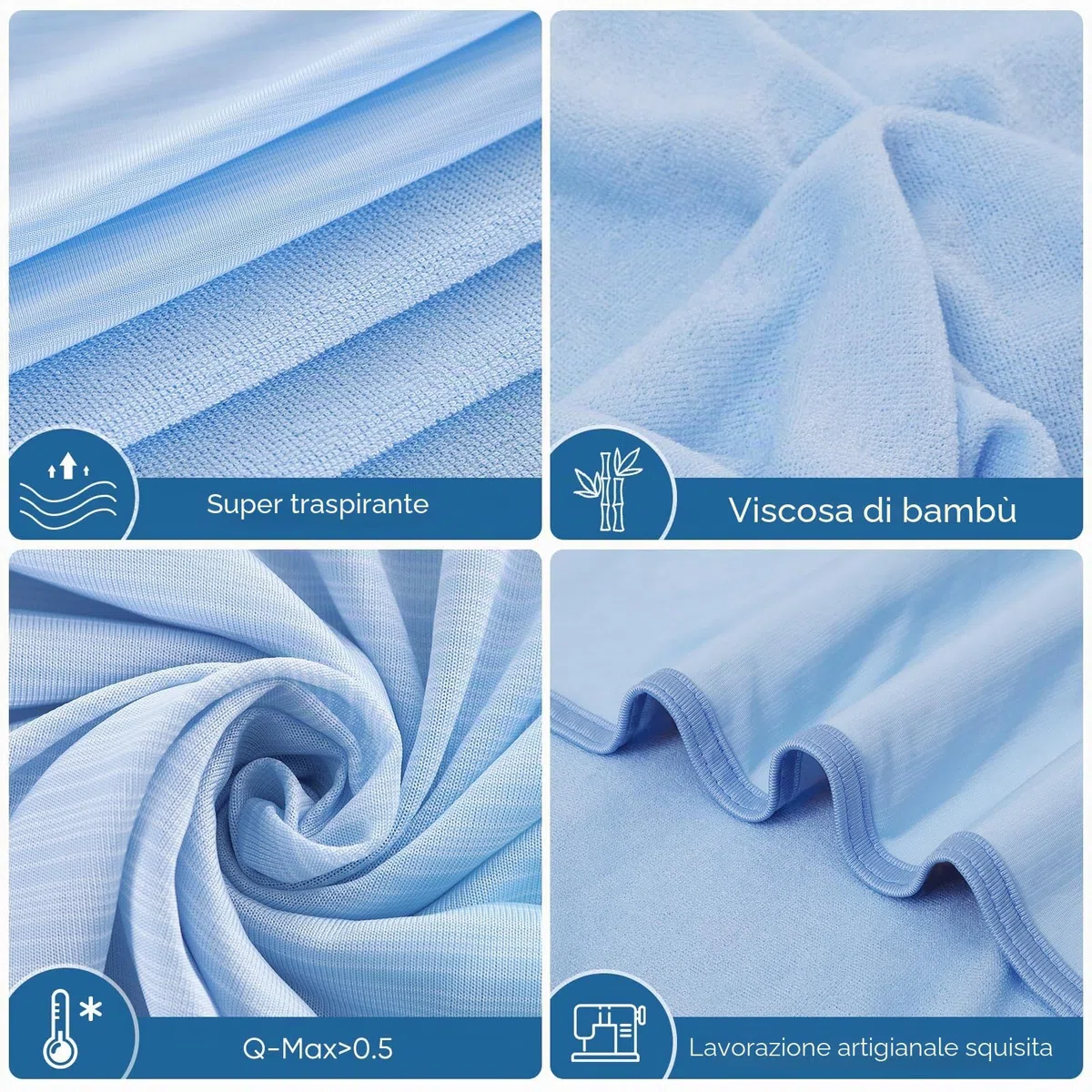 Marchpower Coperta Letto Matrimoniale Estiva Fresca 150 * 200cm, Arc-Chill Coperta Estiva in Fibra di Raffreddamento Giapponese Q-MAX>0,5 Traspirante Morbido, Anti Statico, 2 Lati Allevia Sudore-Blu