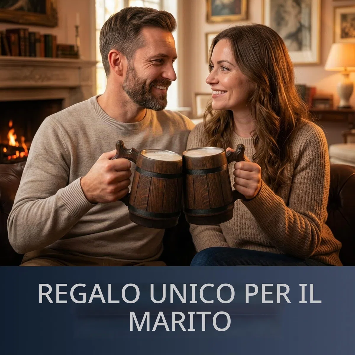 Boccale di birra fatto a mano in legno di rovere con acciaio inossidabile Ecologico naturale 0,6 litri (20 once) marrone retrò