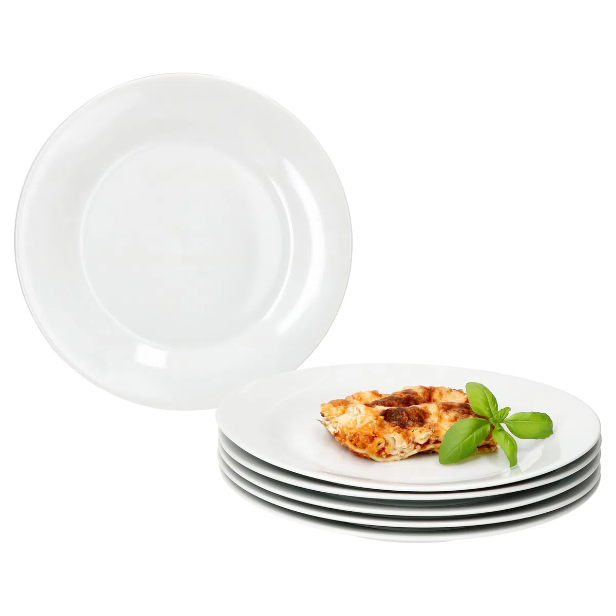 MamboCat Tommy - Set di 6 Piatti Piani, Ø 24 cm, in Porcellana Bianca per 6 Persone, Grandi per Pasti Principali, Grigliate & Co. I per Colazione, Pranzo, Caffè e Pane