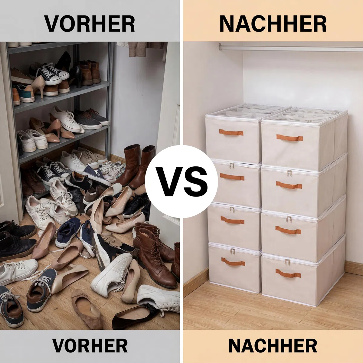 Organizzatore per scarpe, Shoe Organizer con coperchio, Scatole per scarpe pieghevoli, Divisori regolabili per Shoe Organizer Storage Box, adatto per fino a 16 paia con manici, per
