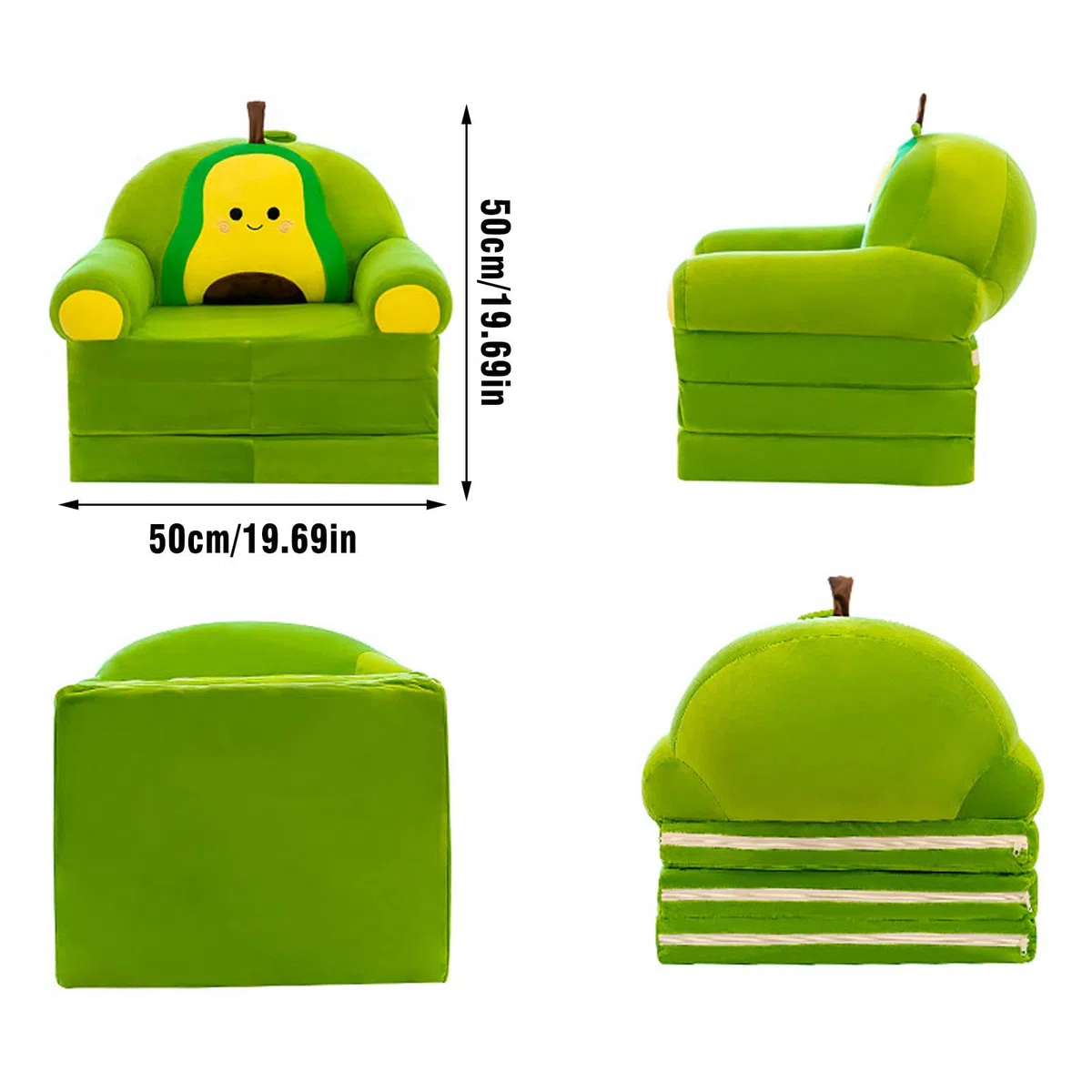 Divano per Bambini Pieghevole 2 in 1 con Schienale e Cuscini, Divano per Bambini Pieghevole, Divano a Sdraio Carino a Fumetti, Divano per Bambini con Struttura Ribaltabile, Letto per Bambini per