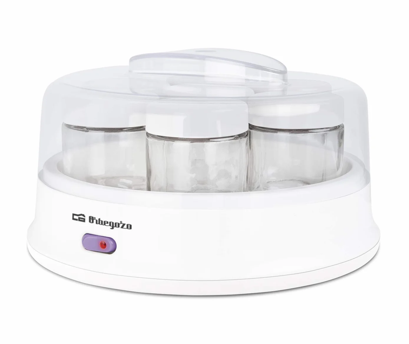 Orbegozo YU 2350 - Yogurtiera, 7 vasetti da 200 ml di capacità, 15 W, coperchio trasparente, interruttore on off, lavabile in lavastoviglie, bianco