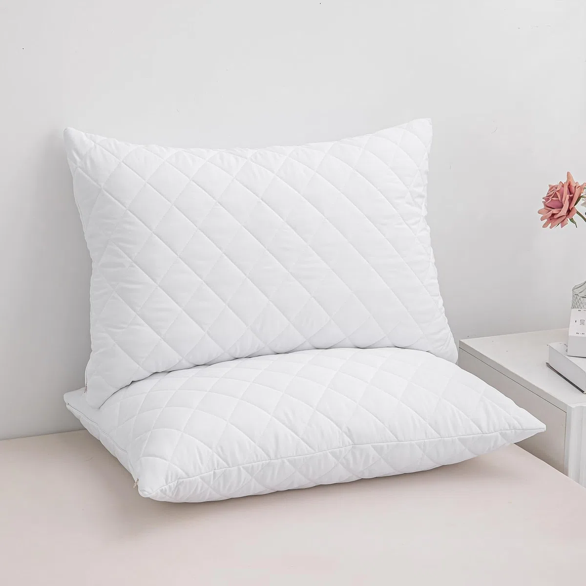 LSC - Confezione da 6 federe trapuntate ultra morbide anallergiche in microfibra, traspiranti e confortevoli, 48 x 74 cm, confezione da 6