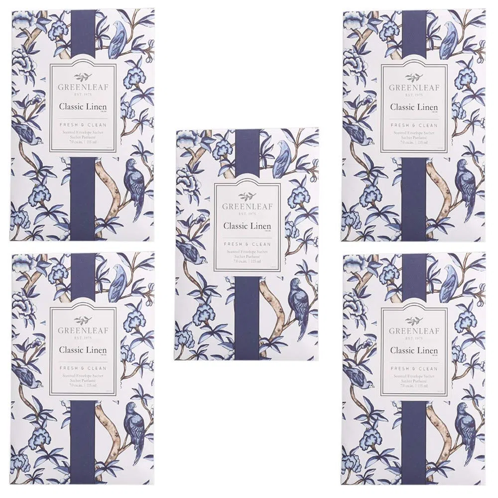 5x Greenleaf - Classic Linen - Sacchetto Profumato per Armadi - Pacchetto da 5 sacchetti 11,5 x 17 cm - Fragranze e profumi per la casa