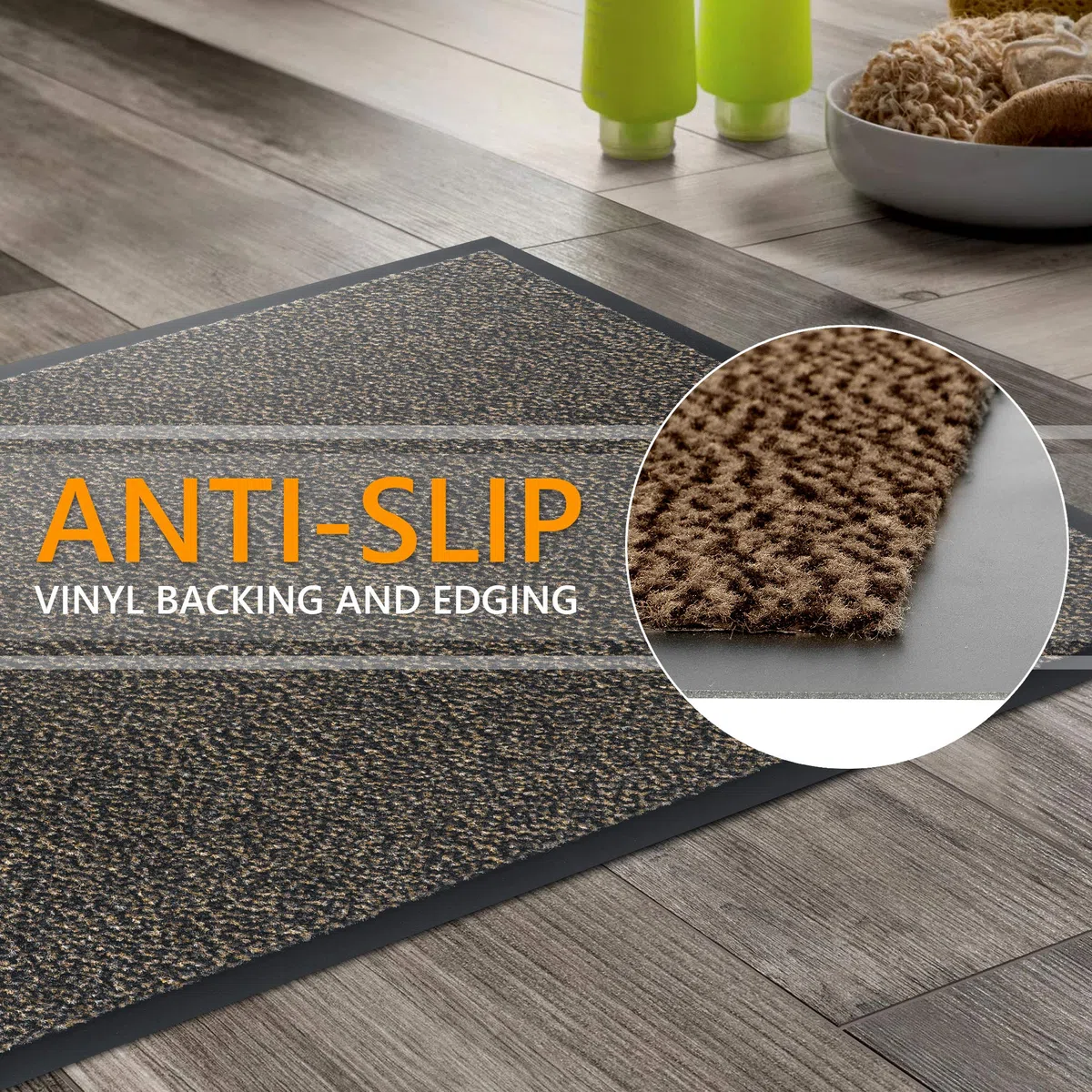 GadHome Tappeto Ingresso casa, Marrone Grigio 60x90 cm | Tappeto da Esterno, intrappola la Polvere|Zerbino Impermeabile, Lavabile, Resistente allo Sporco|Tappetino Antiscivolo Cucina, Camera da Letto