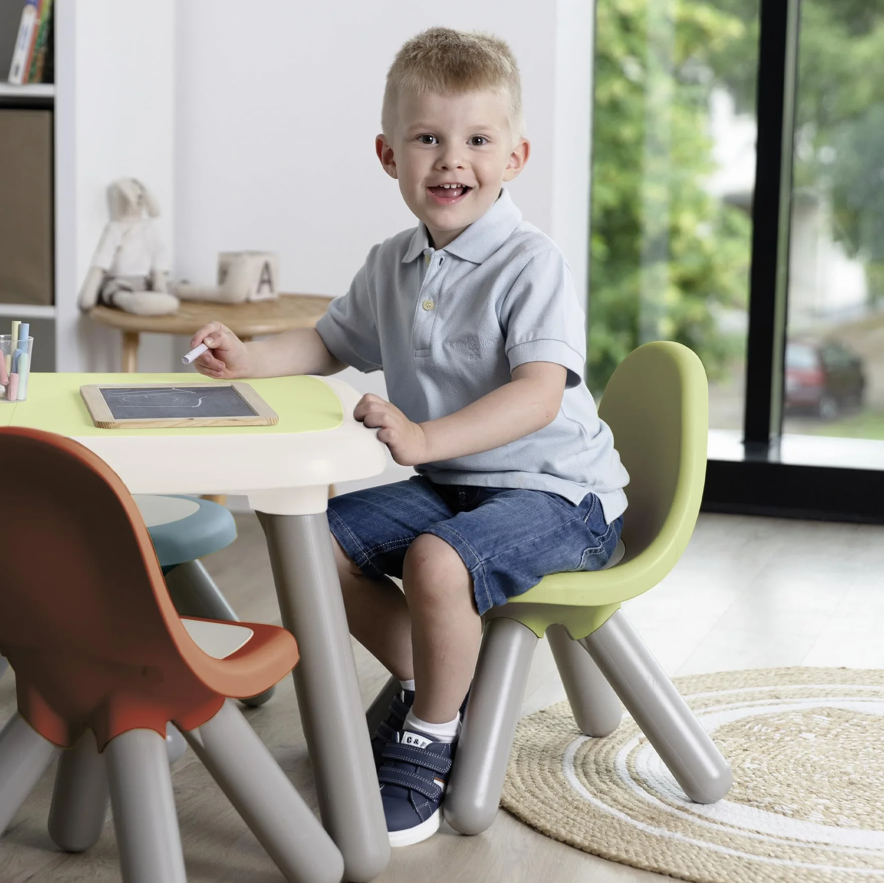 Smoby - Tavolo Life Kid, plastica riciclata, per bambini dai 18 mesi, colore biancoe verde, 7600880408