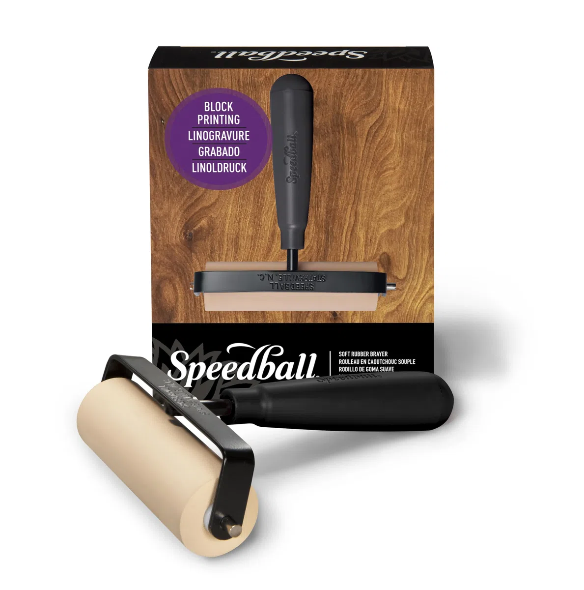 Speedball Brayer in gomma morbida da 10,2 cm, telaio in acciaio resistente, nero, per stampa a blocchi, strumenti per la stampa, rullo a pennello, forniture artistiche per scrapbooking, decoupage