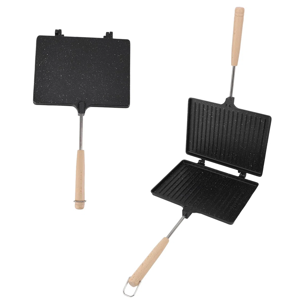 Panini Press Sandwich Maker, Tostapane a Gas a Doppia Faccia Antiaderente, Tostapane a Mano da Campeggio in Alluminio, Griglia per Pressa per Panini per Toast, Waffle, Colazione