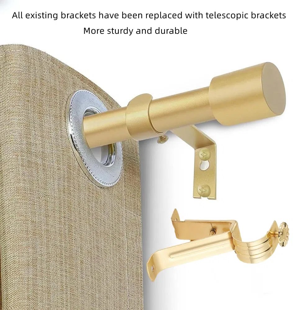 Bastoni per tende – Design in stile tappo terminale, aste per tende in metallo estensibili per tende per porte resistenti aste per tende da 2,5 cm di diametro (oro, 80 a 300 cm)