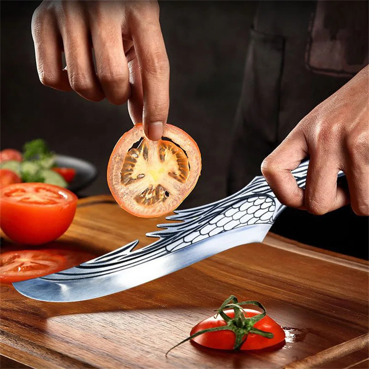Coltello da Cucina Professionale Ultra Affilato - Coltelli da Cucina Acciaio Inox con Fodero in Pelle - Coltello Giapponese Forgiato a Mano