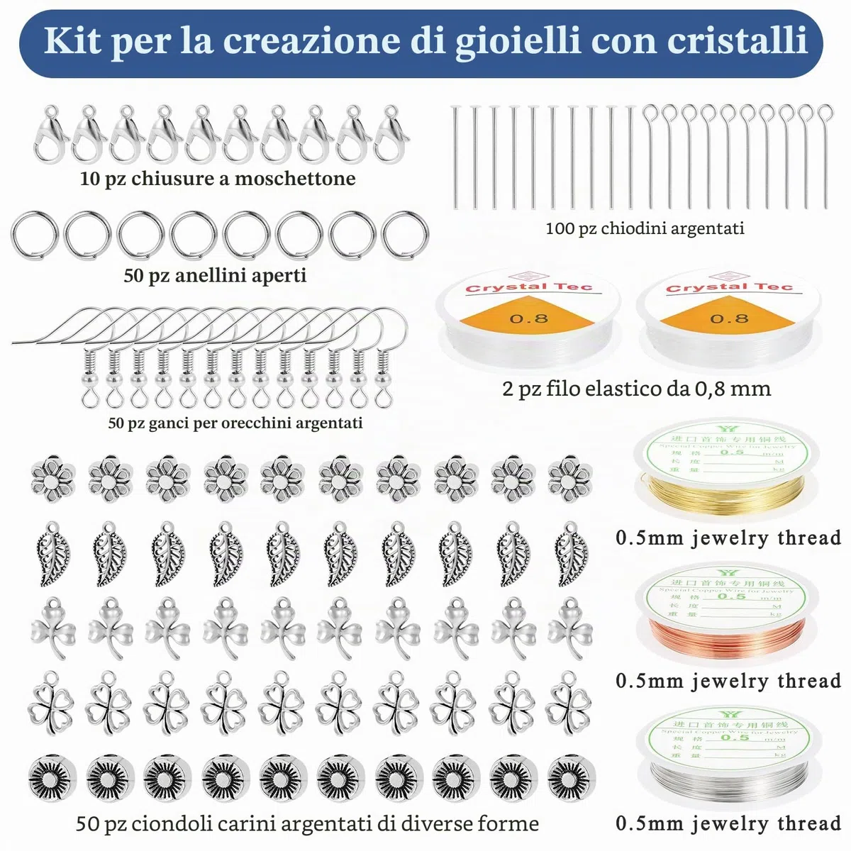 Knpwer 1600+Perline di cristallo per la creazione di gioielli, 28 colori perline di cristallo di pietra preziosa che fanno kit, con perline di scaglie di pietra naturale, filo per gioielli, pinze