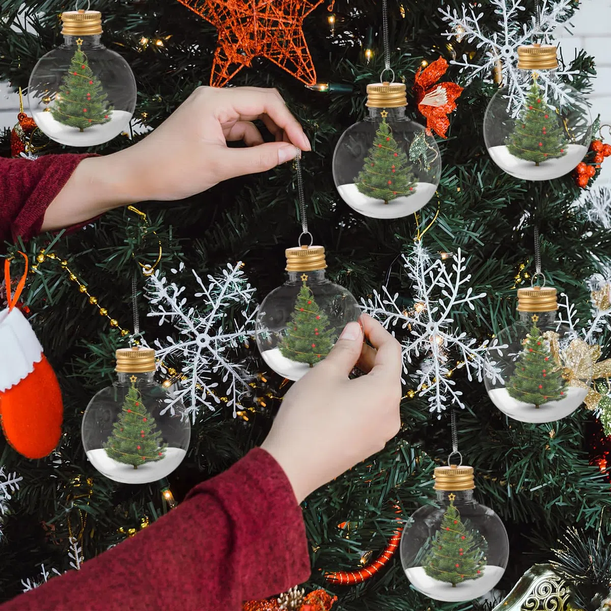 Operitacx 10 Bottiglie a Forma di Lampadina Dorata da 150 Ml per Decorazioni Natalizie, Ideali per Appendere Ornamenti, Confezioni Regalo E Conservazione di Bevande.